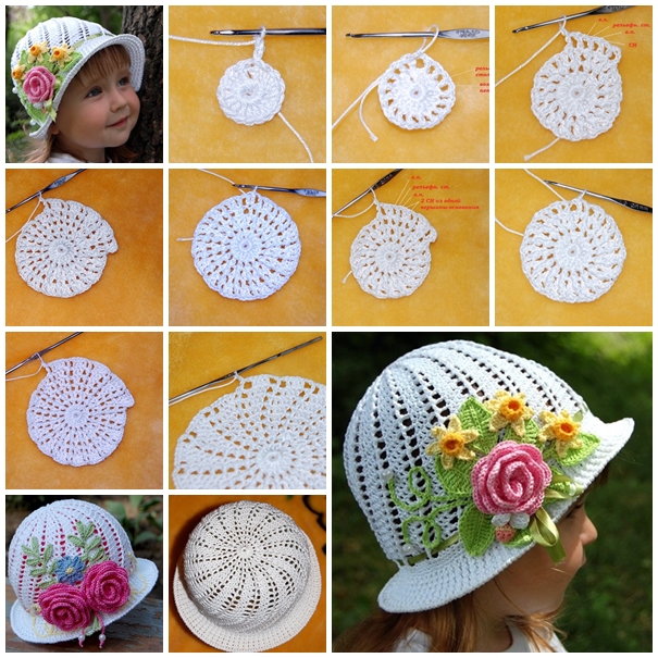 DIY Crochet Pretty Panama Hat for Girls pretty sun hat