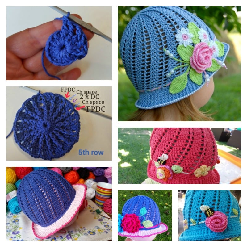 DIY Crochet Pretty Panama Hat for Girls pretty sun hat