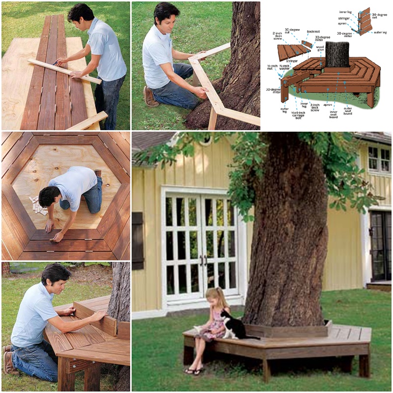 how to build a tree bench
