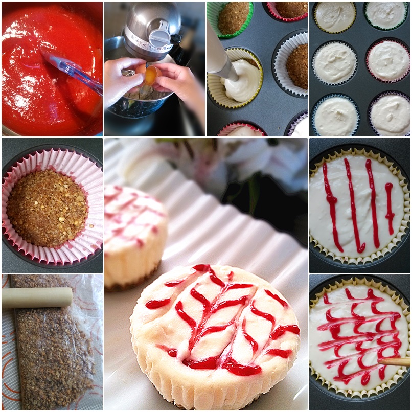 DIY Mini Raspberry Swirl Cheesecake