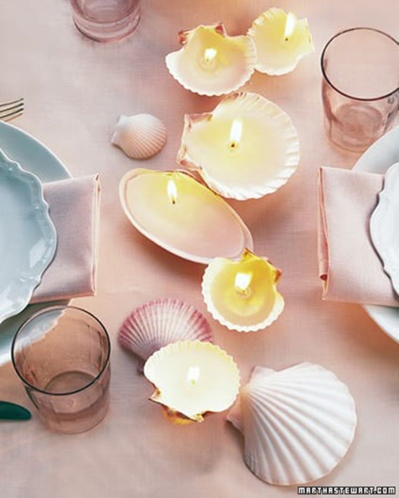 Adorable Seashell Craft Ideas candles