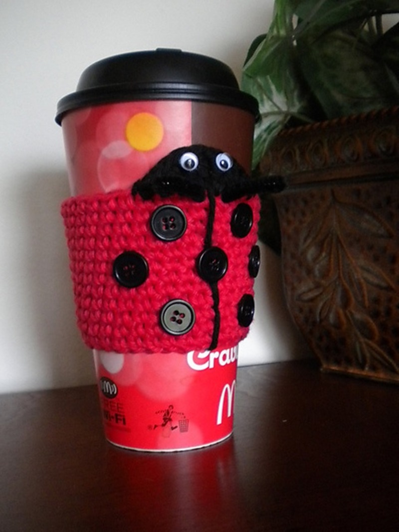 Crochet Sadie the Ladybug Coffee Cozy