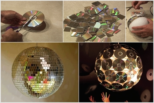 DIY Mosaic Disco Ball With Old CDs-coolcreativity