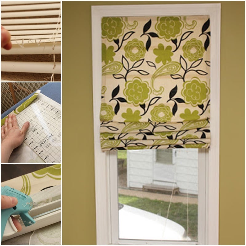 Easy DIY No Sew Roman Shades Out of Mini Blinds