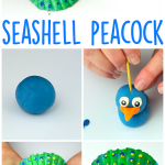 Seashell Peacock Craft for Kids using Playdough