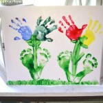 diy footprint-Handpring-Flower-Painting idea