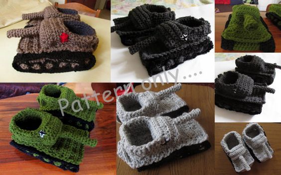 Crochet Panzer Tank Slippers 1