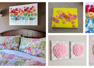 DIY Lovely Crochet Flowers on Canvas with Pattern