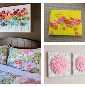 DIY Lovely Crochet Flowers on Canvas with Pattern