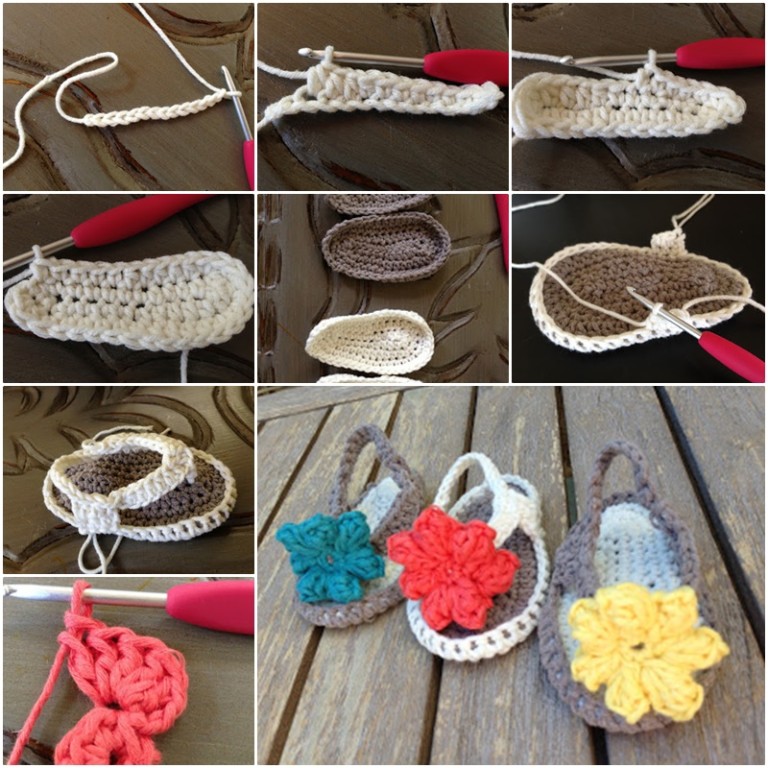 How To Crochet Baby Flip Flop Sandals Video Tutorial And Free Pattern ...