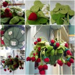 Knitting Hanging Strawberry Basket with  Free Pattern