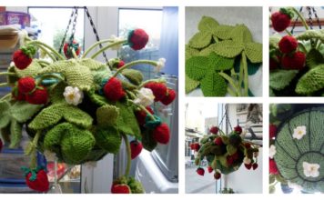 Knitting Hanging Strawberry Basket with Free Pattern