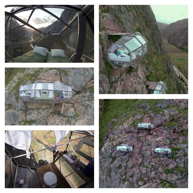 Transparent Sleeping Capsules Suspended 400 Feet above Peru's Sacred Valley