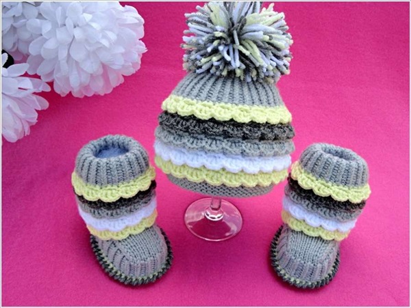 DIY Knitting Adorable Hat and Boots Sets