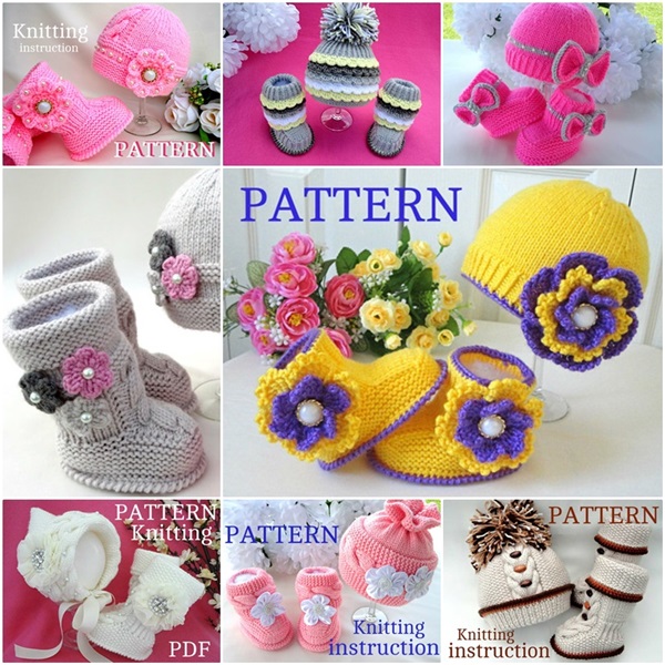 DIY Knitting Adorable Hat and Boots Sets