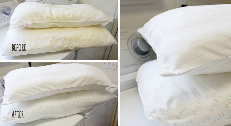 How to Make Yellow Pillows Look Like New Again with a DIY Whitening Solution