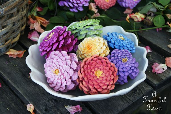 How to Make Gorgeous Zinnia Flowers from Pine Cones