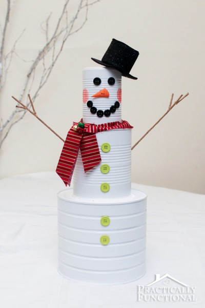Recycled Tin Can Snowman
