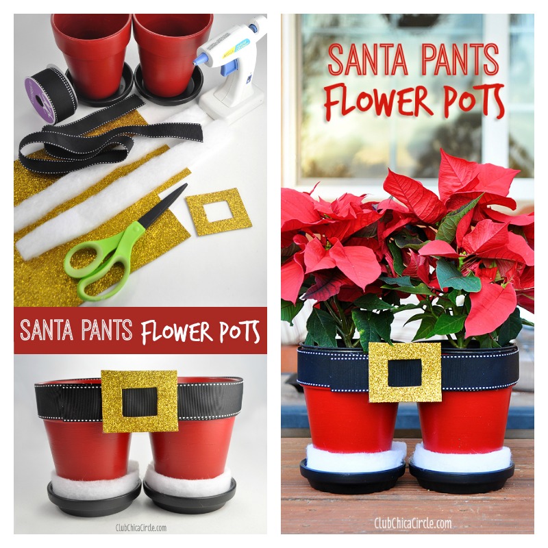 Santa Pants Poinsettia Flower Pots 1