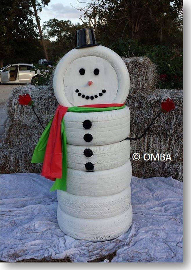 Snowman made from Old Tires