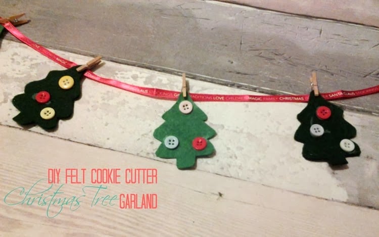 Things You Never Thought to Do With Christmas Cookie Cutters-DIY Felt Cookie Cutter Christmas Tree Garland
