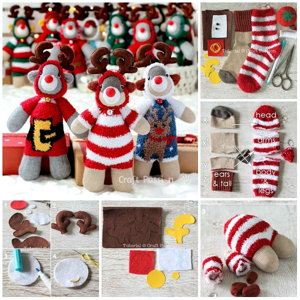 DIY Sew Cute Sock Reindeer Dolls