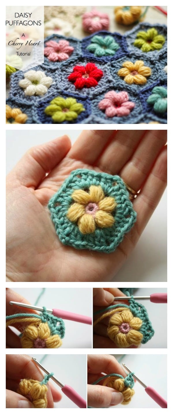 Crochet Daisy Puffagon with Free Pattern