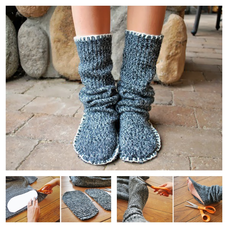 DIY Slippers from an Old Sweater