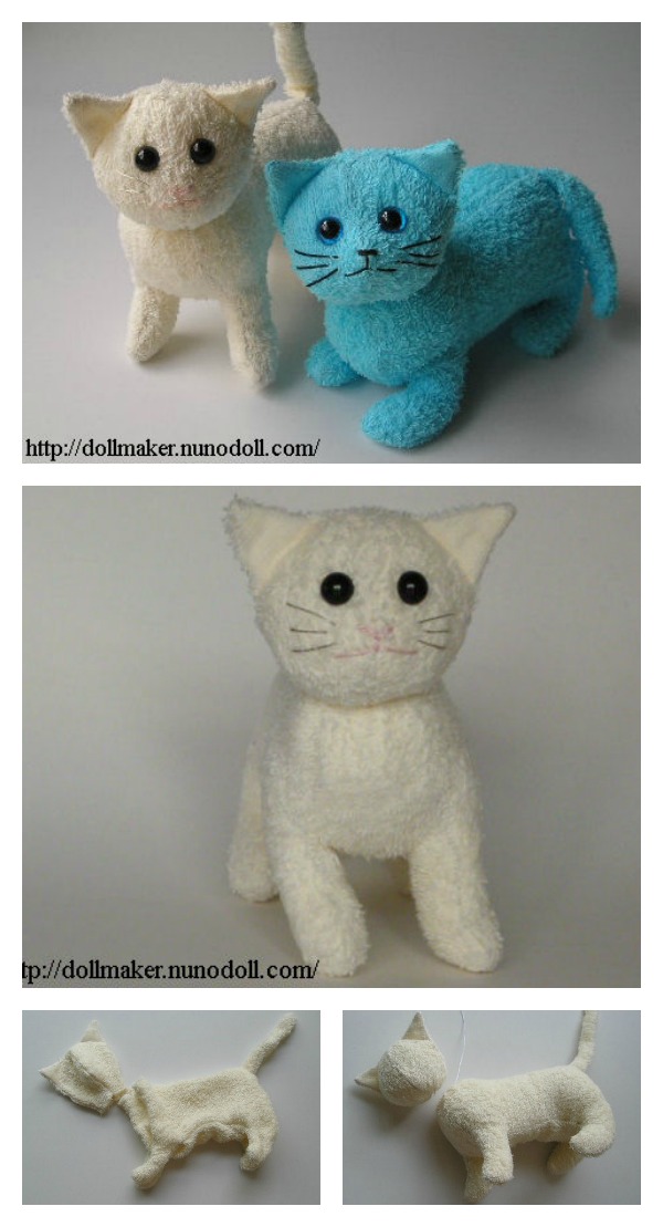 DIY Terry Cloth Cats with Free Pattern