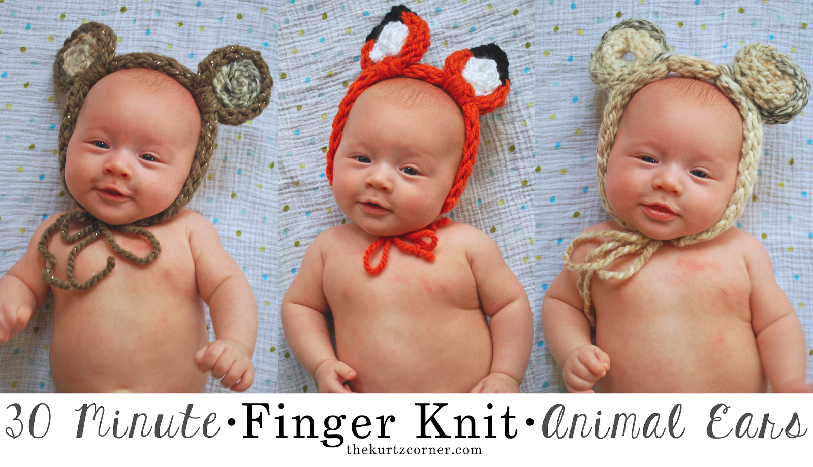 Finger Knitting Projects- Animal Ears