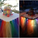 Sparkle Rainbow Fairy Lights Tulle Table Skirt