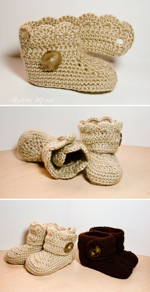 Crochet wrap around button infant boots