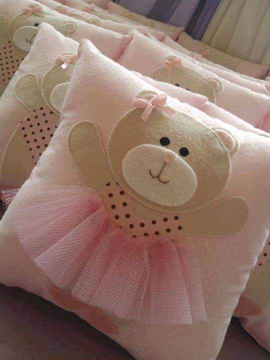 Pillow with cute bear appliques