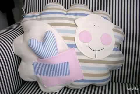 Pillow with cute sheep appliques
