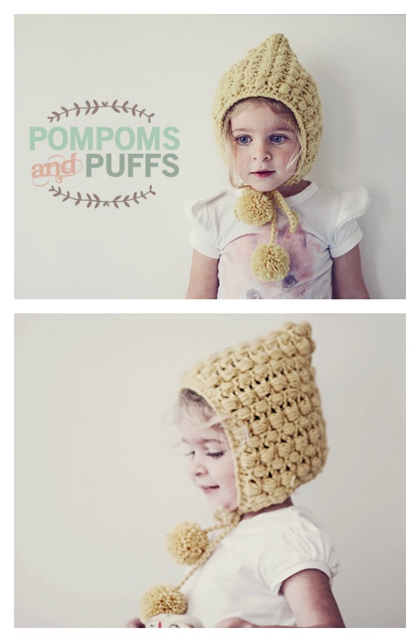 Crochet Adorable PomPoms and Puffs Hat with Free Pattern 