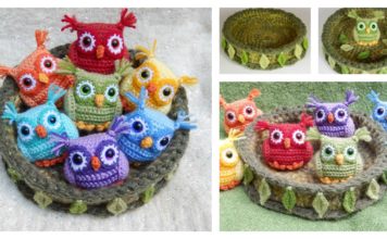 Crochet Nesting Rainbow Owls with Free Pattern