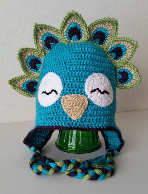 Crochet Peacock Bird Animal Hat