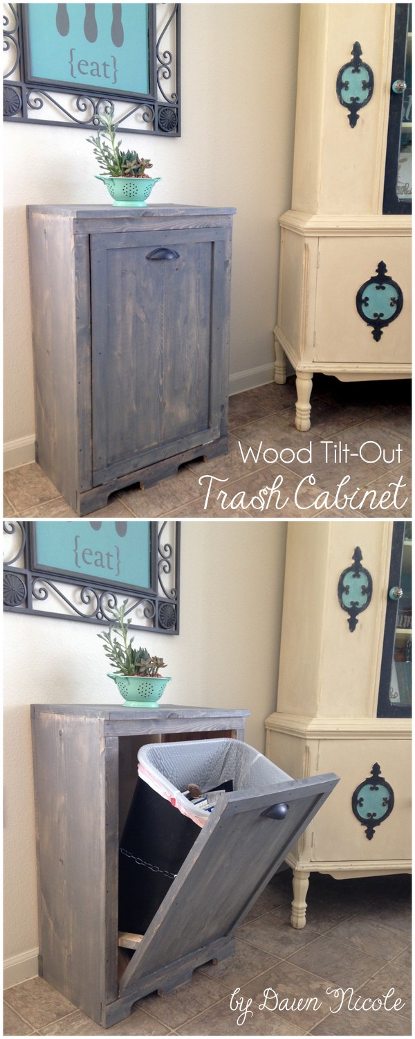 Diy Wood Tilt Out Trash Can Cabinet Cool Creativities