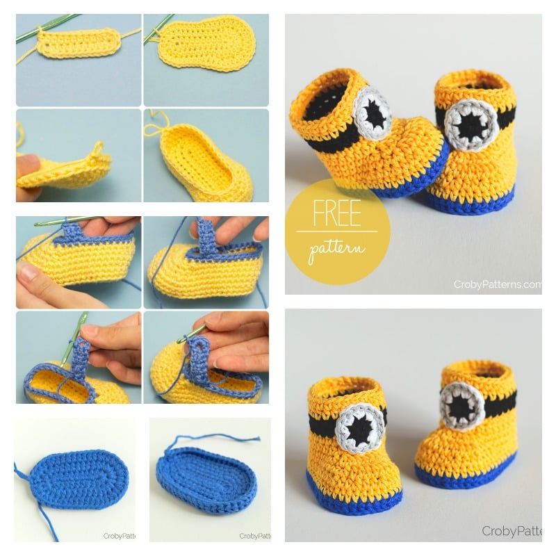 Minion Crochet Booties with Free Pattern 1