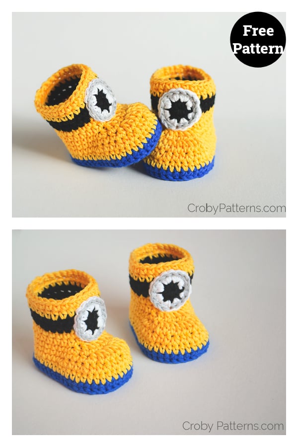 Minion Inspired Baby Booties Free Crochet Pattern