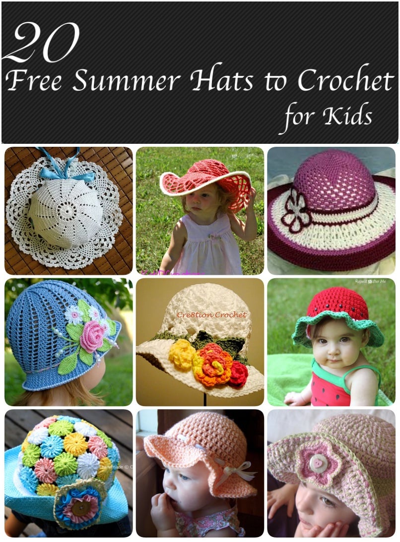 20 Free Summer Hats to Crochet for Kids