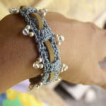 Beaded Bracelet with Leather Weave