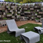 Cinderblock wall vegetable garden