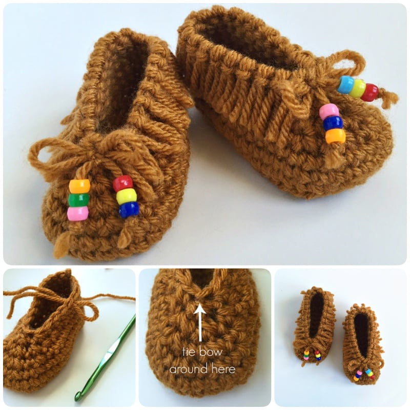 Crochet Baby Moccasins with Free Pattern