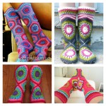 Crochet Hexagon Slipper Boots with Pattern 1