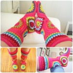 Crochet Hexagon Slipper Boots with Pattern