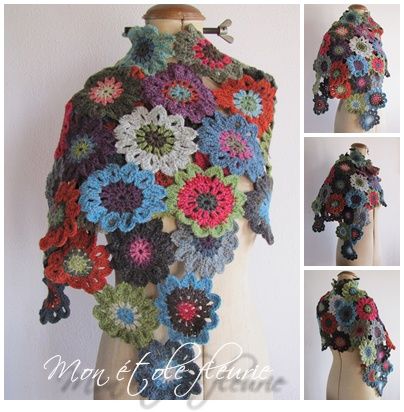 Crochet Japanese Flower scarf 