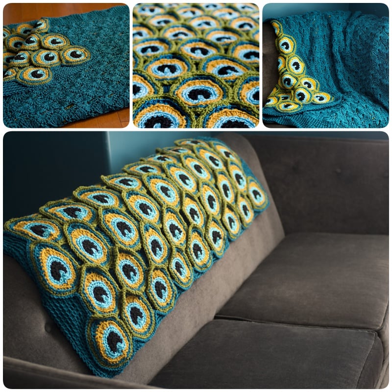 Crochet pretty peacock blanket