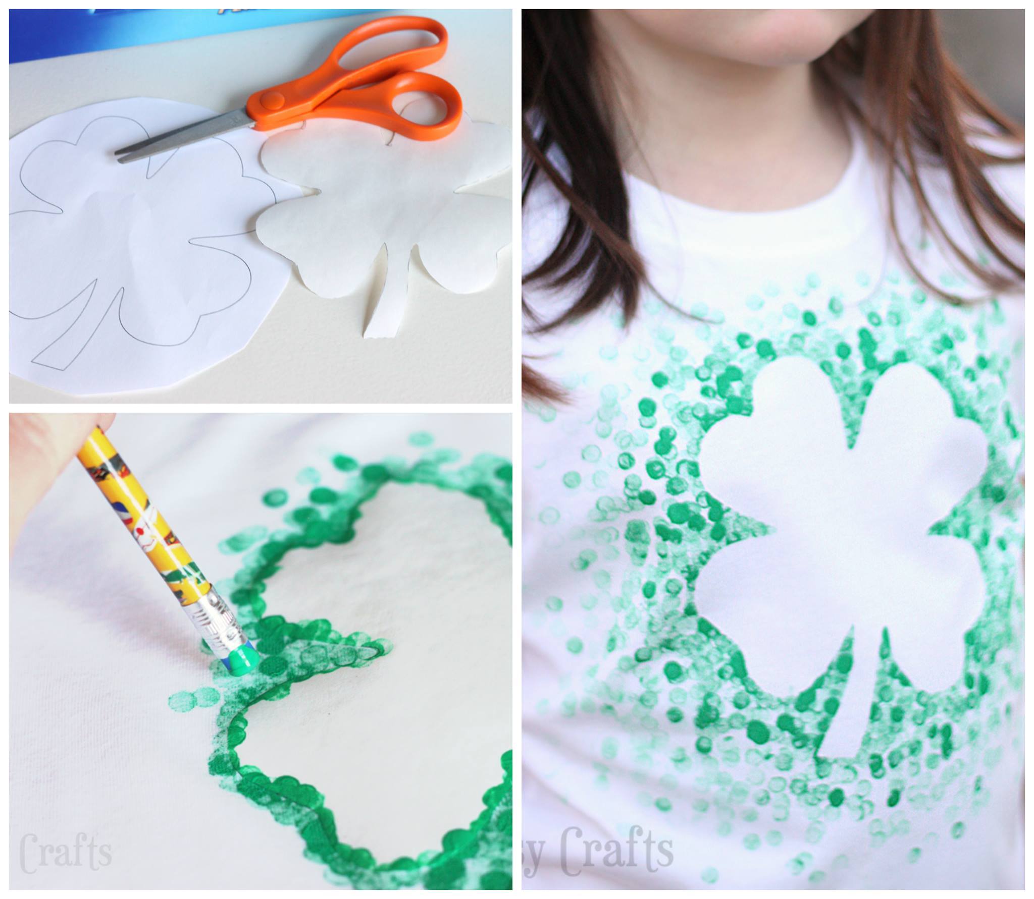 DIY Eraser-Stamped St. Patrick’s Day Shirt