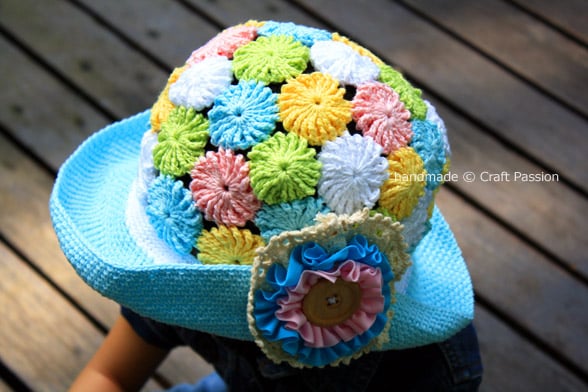 Free Summer Hats to Crochet for Kids -crochet yoyo puff summer hat